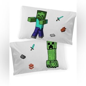 Kids Minecraft Glow In The Dark 2 Pack Reversible Standard Pillow Cases